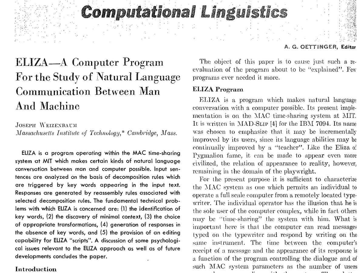 ELIZA Chatbot Paper Screenshot